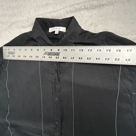 IRO Women's Frayed Hem Long Sleeve Collared Button Front Casual Blouse Black 36 - Picture 5 of 7